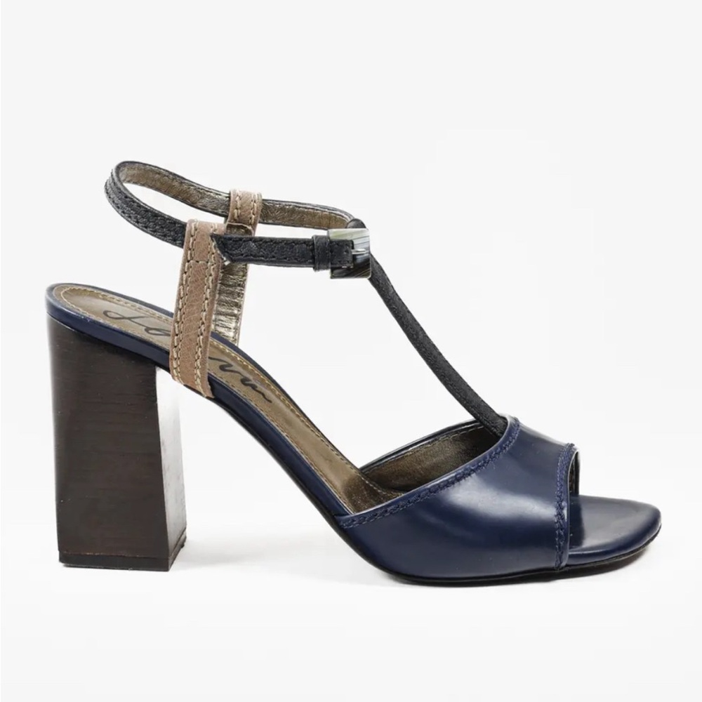 Lanvin Navy Blue T-Strap heels.
